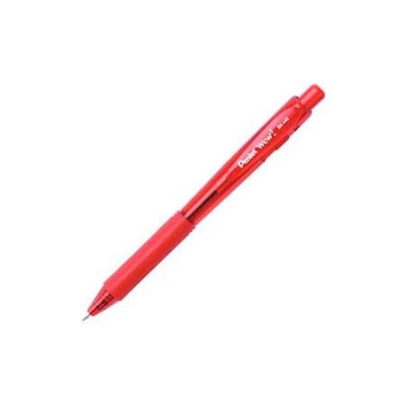 Pentel Pentel Wow! Ballpoint Retractable Pen, Rubber Grip, Medium, Red Ink, Dozen BK440B